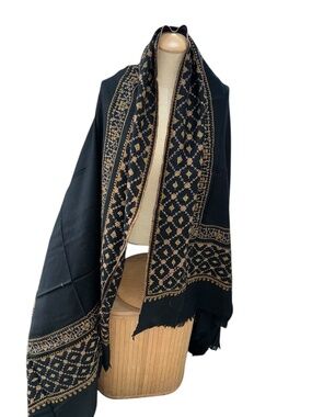 Sozni hand Embroidered floral Pashmina wool Stole scarf wrap 6 months to make